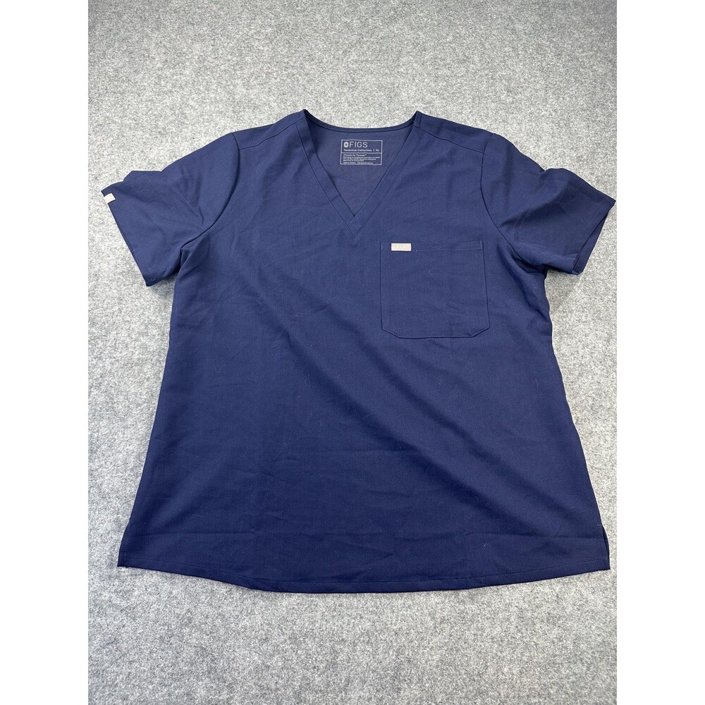 FIGS Scrub Top Shirt Womens XL Blue Catarina V Neck Technical Collection Medical
